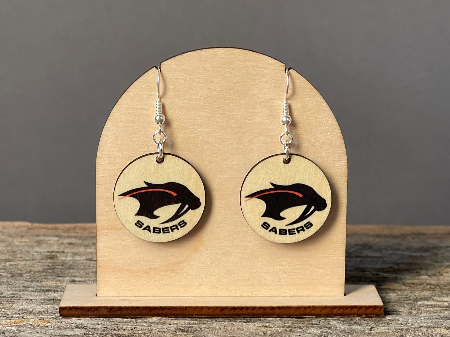 Shakopee Sabers Circle dangle earrings