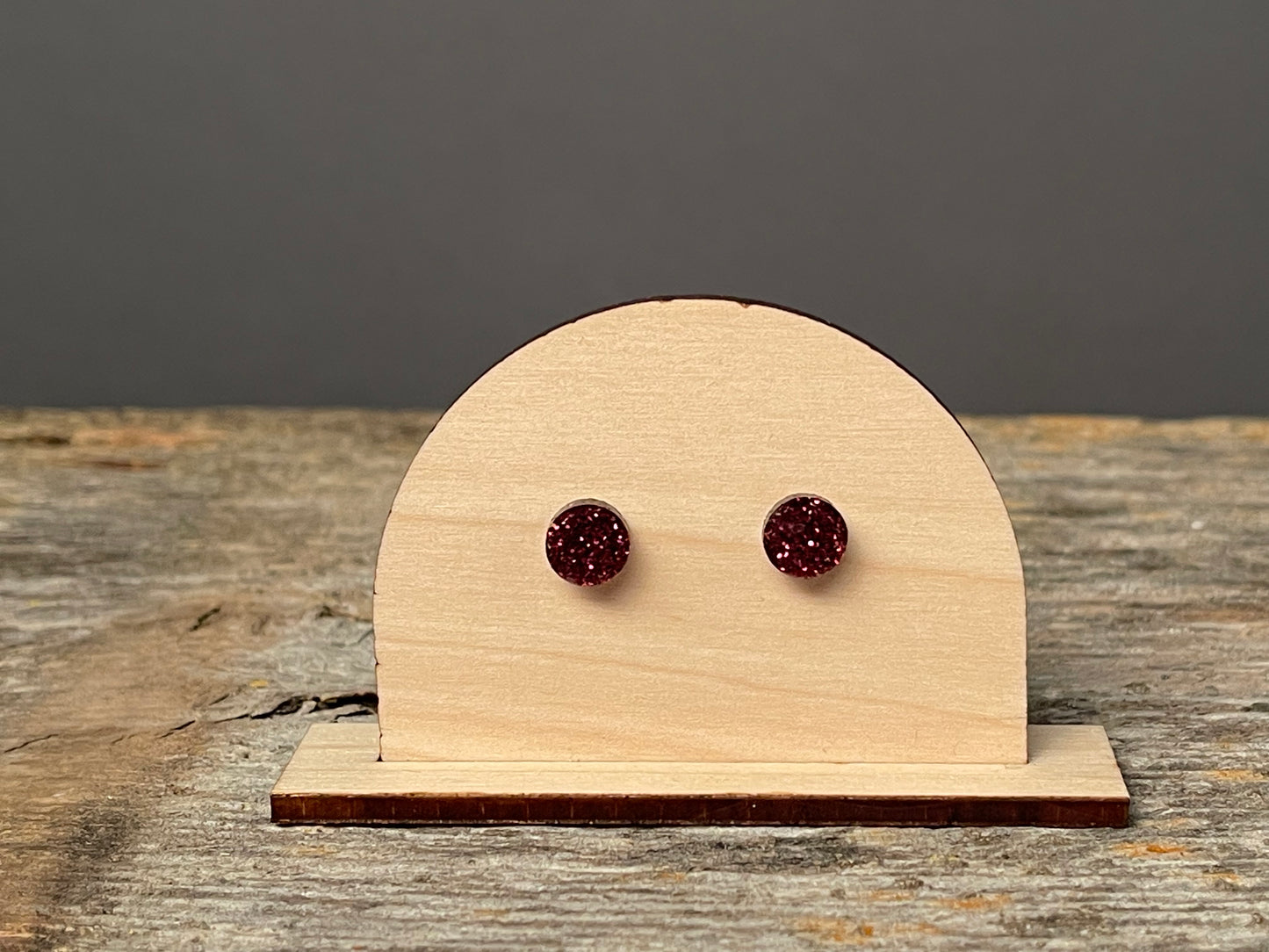Maroon Glitter stud earrings