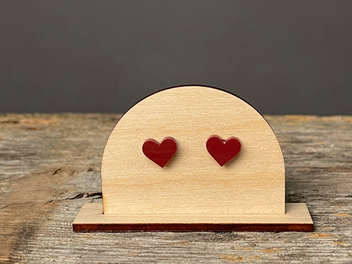 Maroon Heart stud earrings