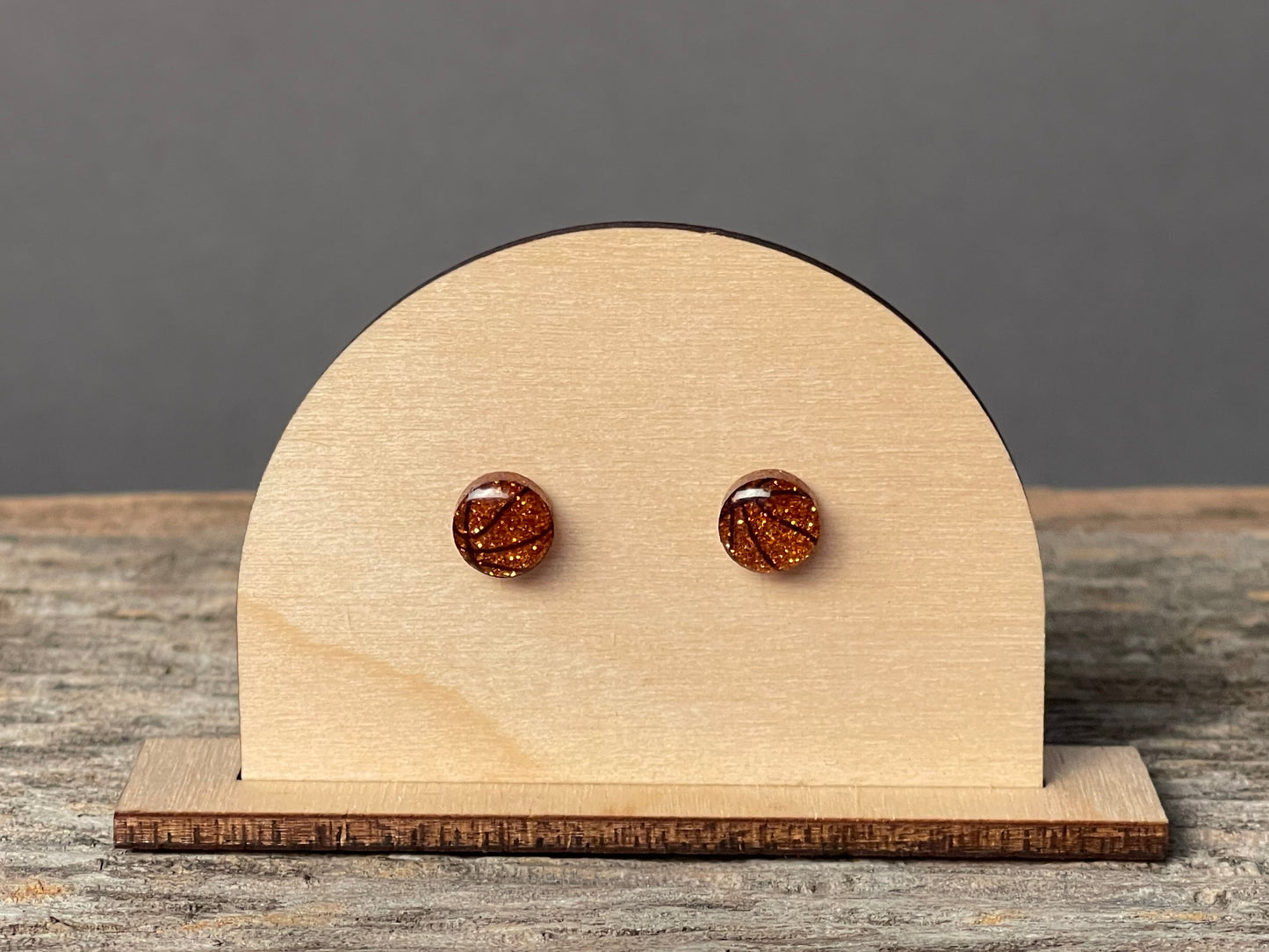 Basketball Glitter Round stud earrings