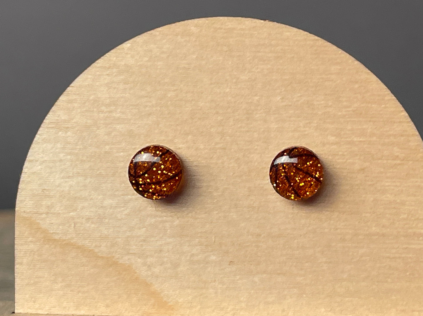 Basketball Glitter Round stud earrings