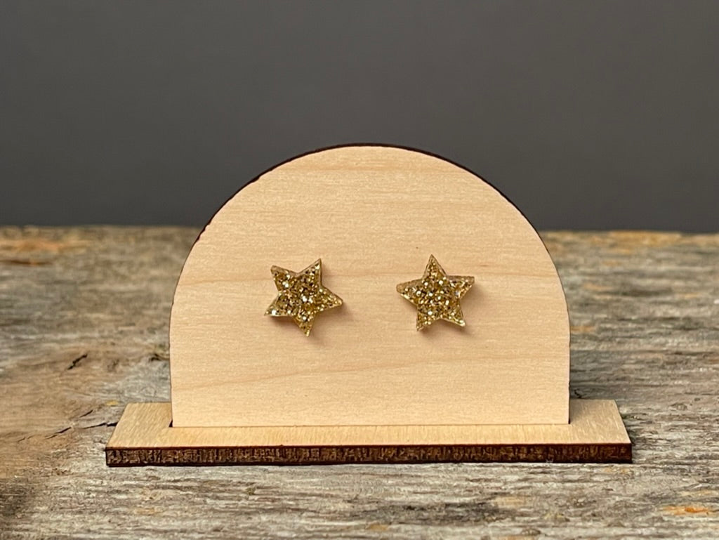 Maroon Glitter Star stud earrings