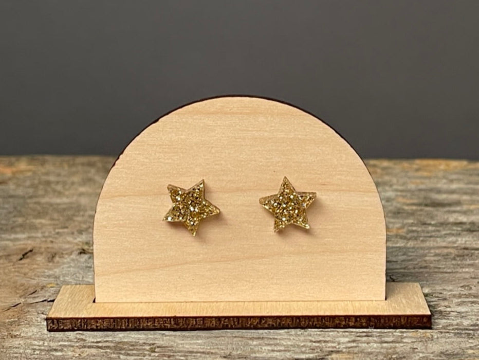 Gold Glitter Star stud earrings