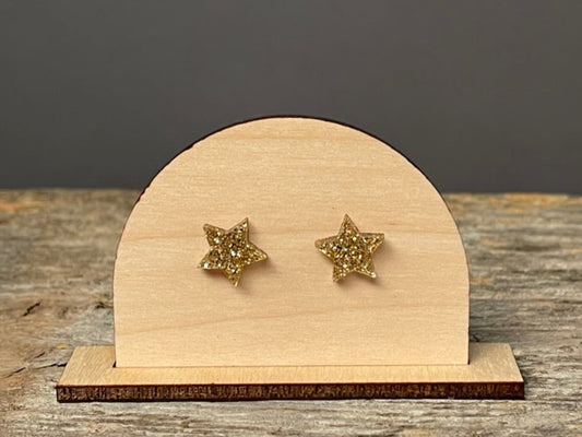 Gold Glitter Star stud earrings