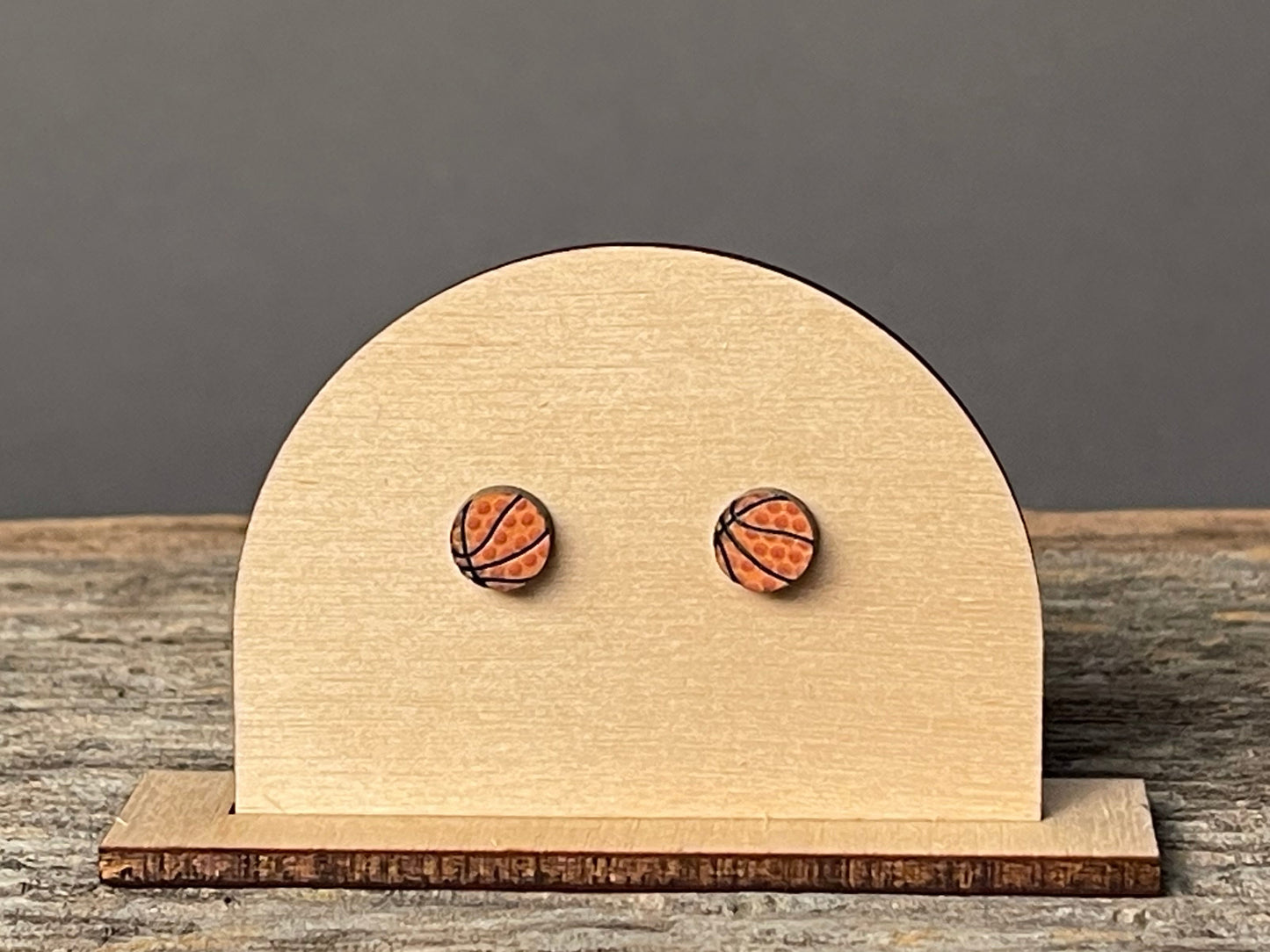 Basketball Texture Round stud earrings