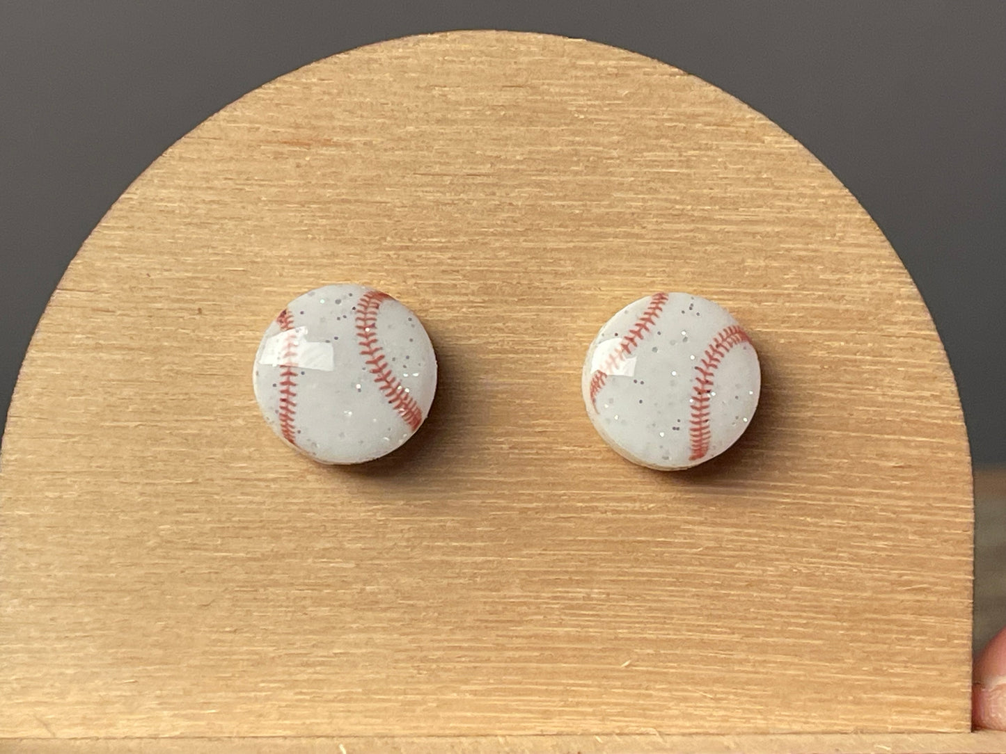 Baseball Glitter stud earrings