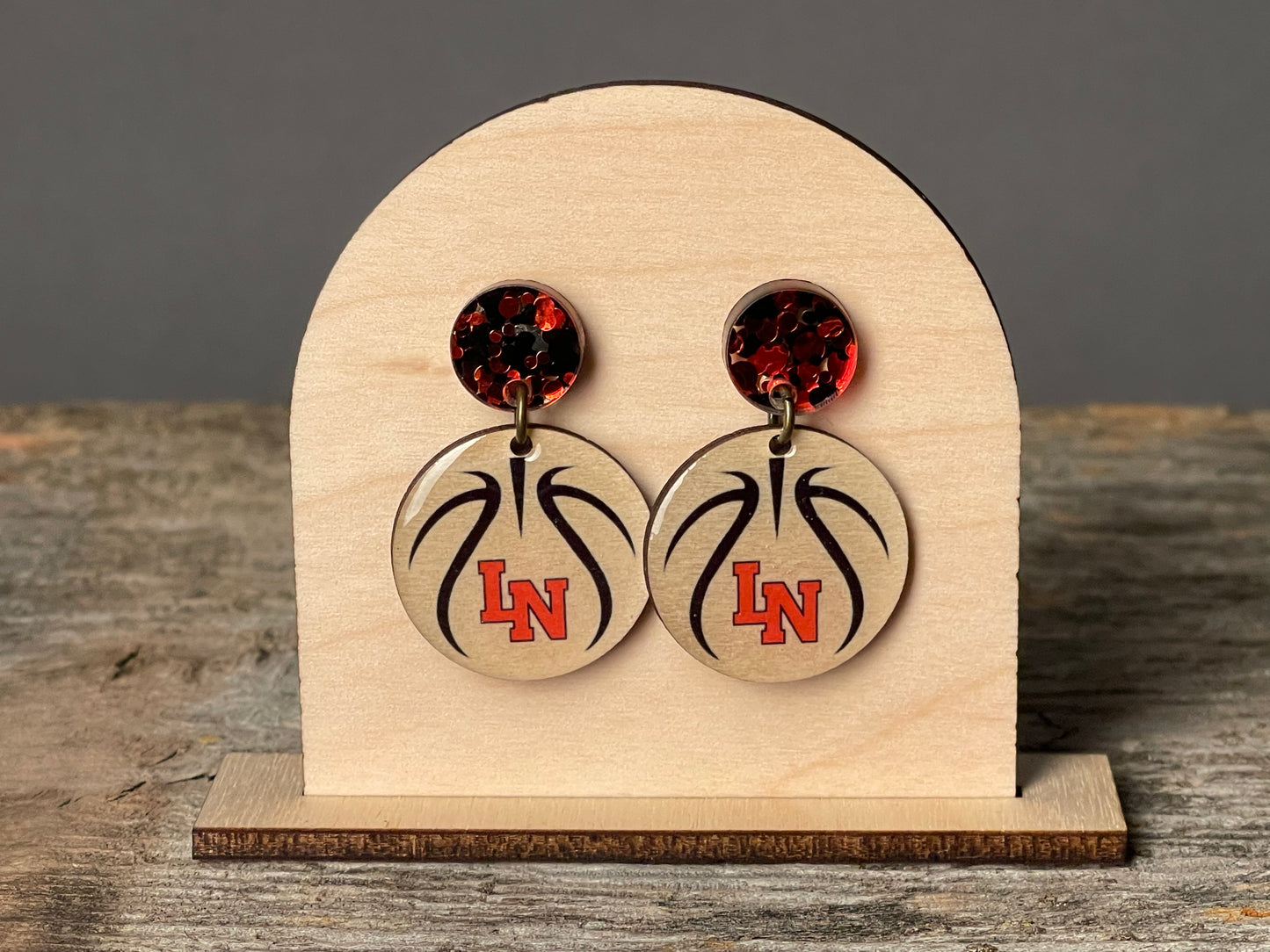 Lakeville North Basketball dangle earrings