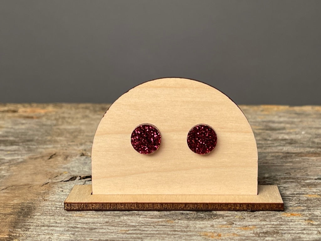 Maroon Glitter stud earrings