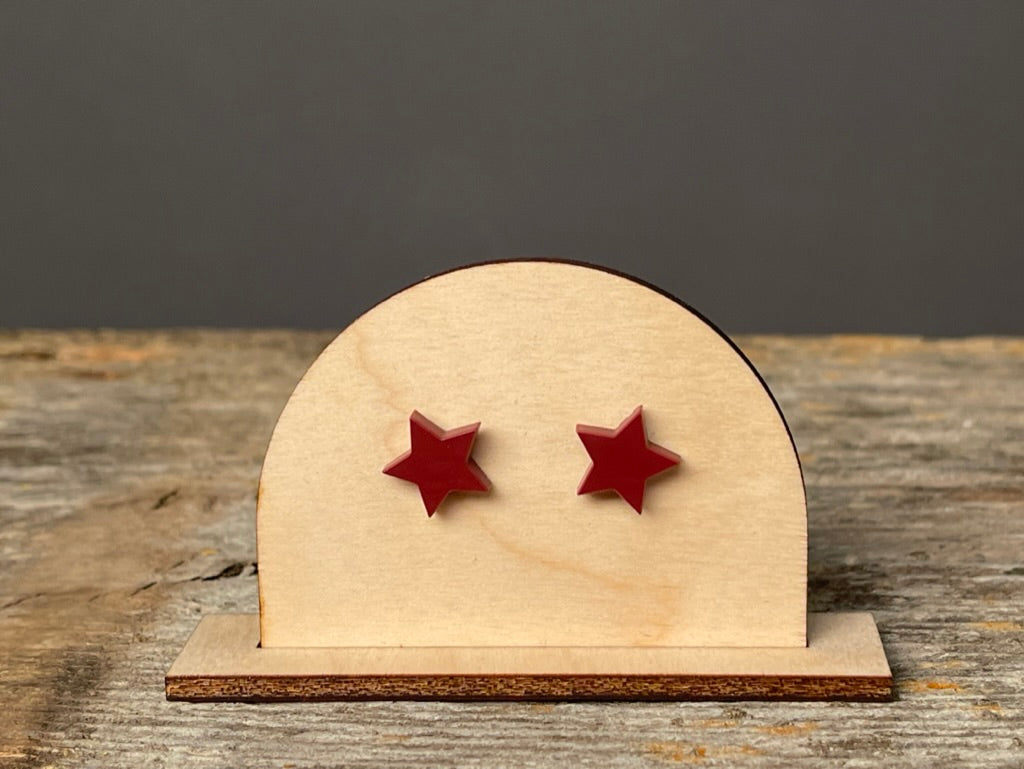 Maroon Star stud earrings