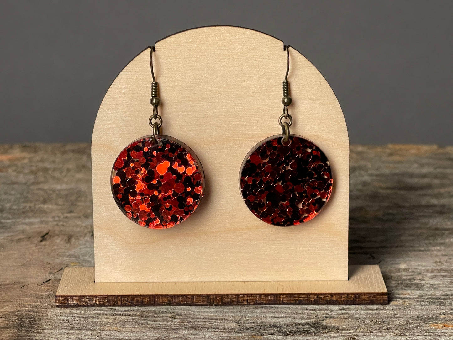 Black and Red Glitter earrings