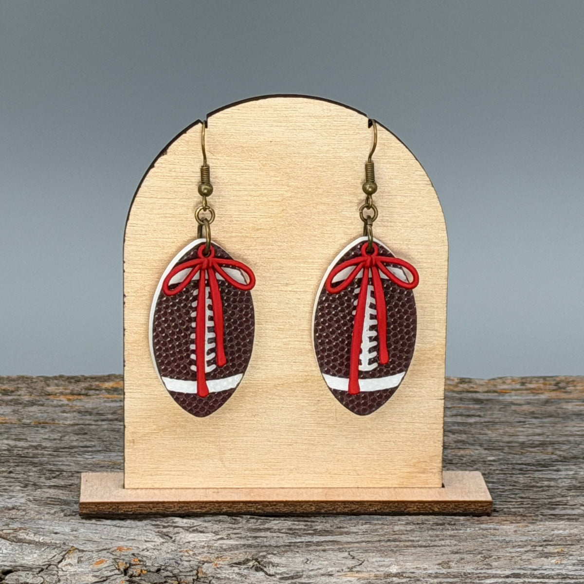 Football with Layered Hanging Red Bow