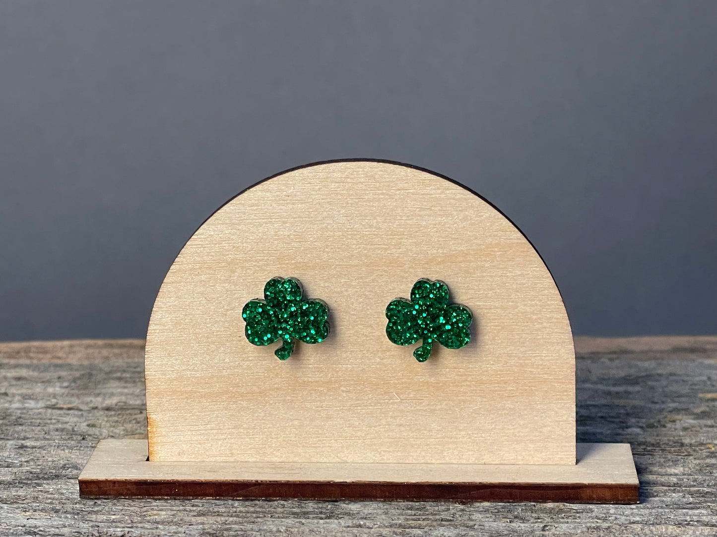 Green Shamrock stud earrings