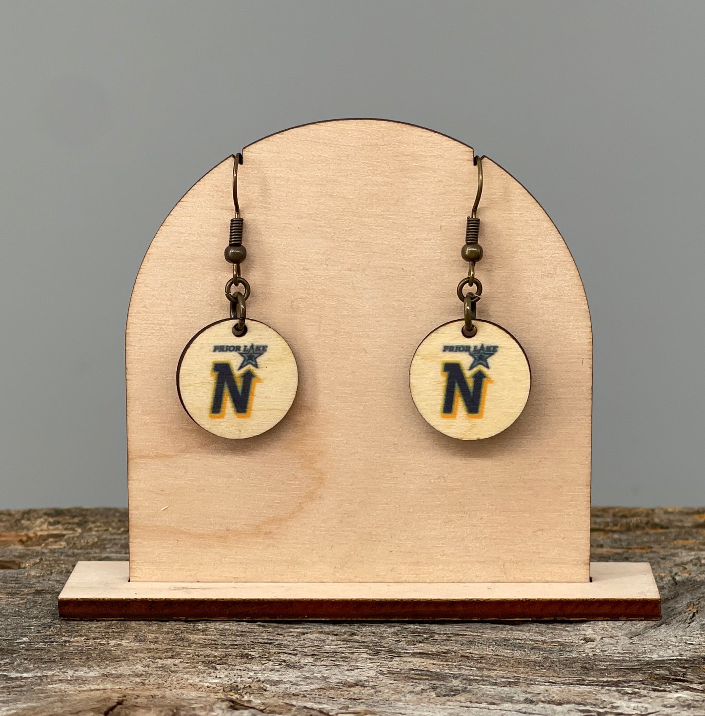 Prior Lake North Stars Baseball Small Circle Dangle Earrings