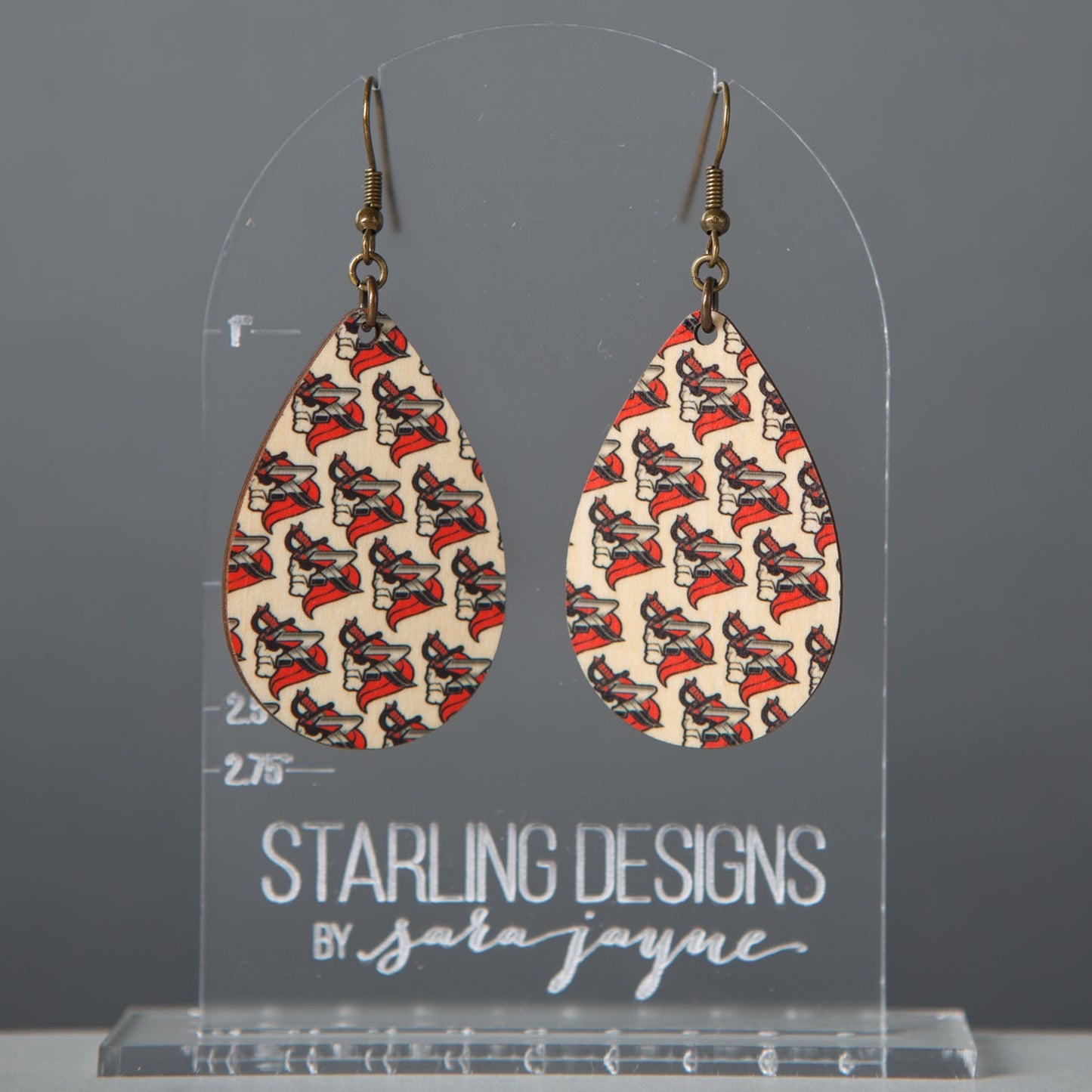 East Sac Raiders Raider Pattern dangle earrings