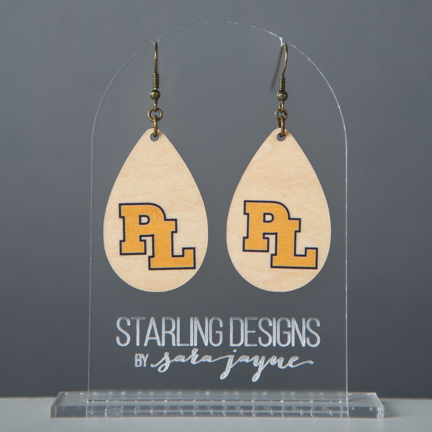 Prior Lake Yellow PL dangle earrings