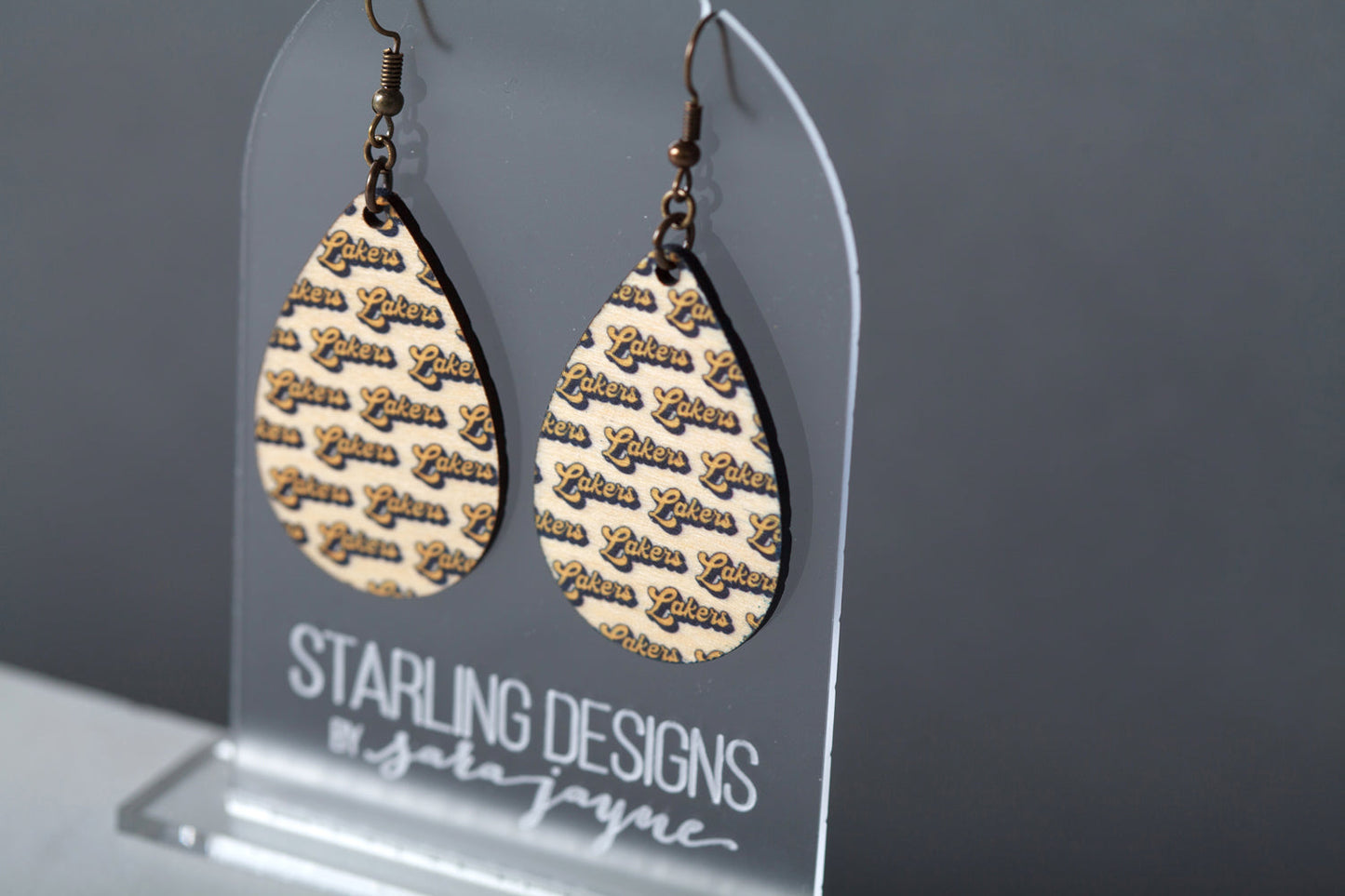 Prior Lake Lakers Pattern dangle earring