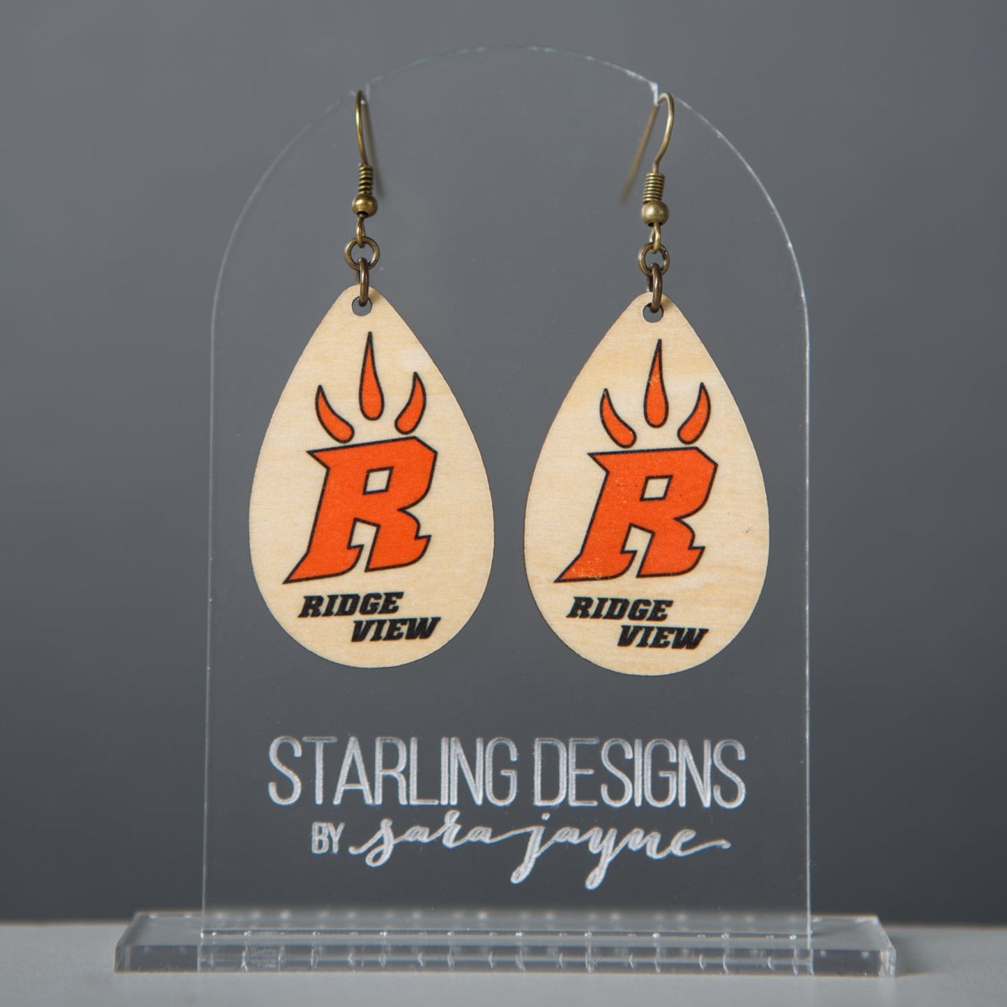 Ridge View Raptors "R" Claw dangle earring