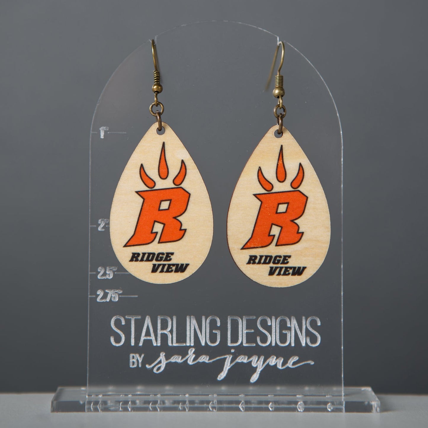 Ridge View Raptors "R" Claw dangle earring