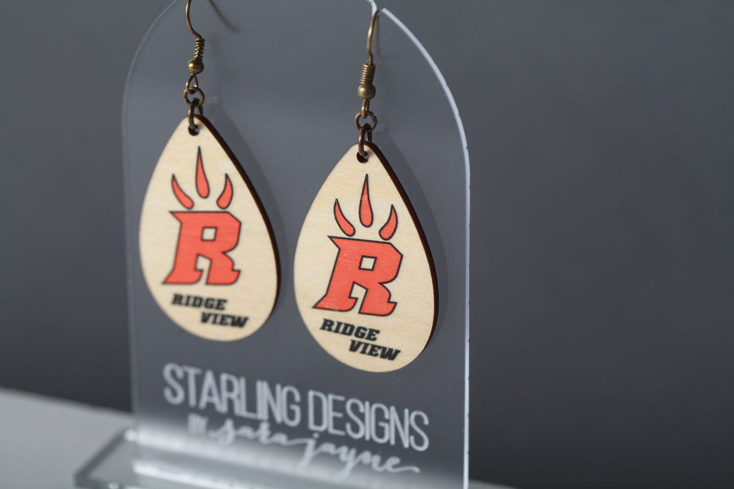 Ridge View Raptors "R" Claw dangle earring