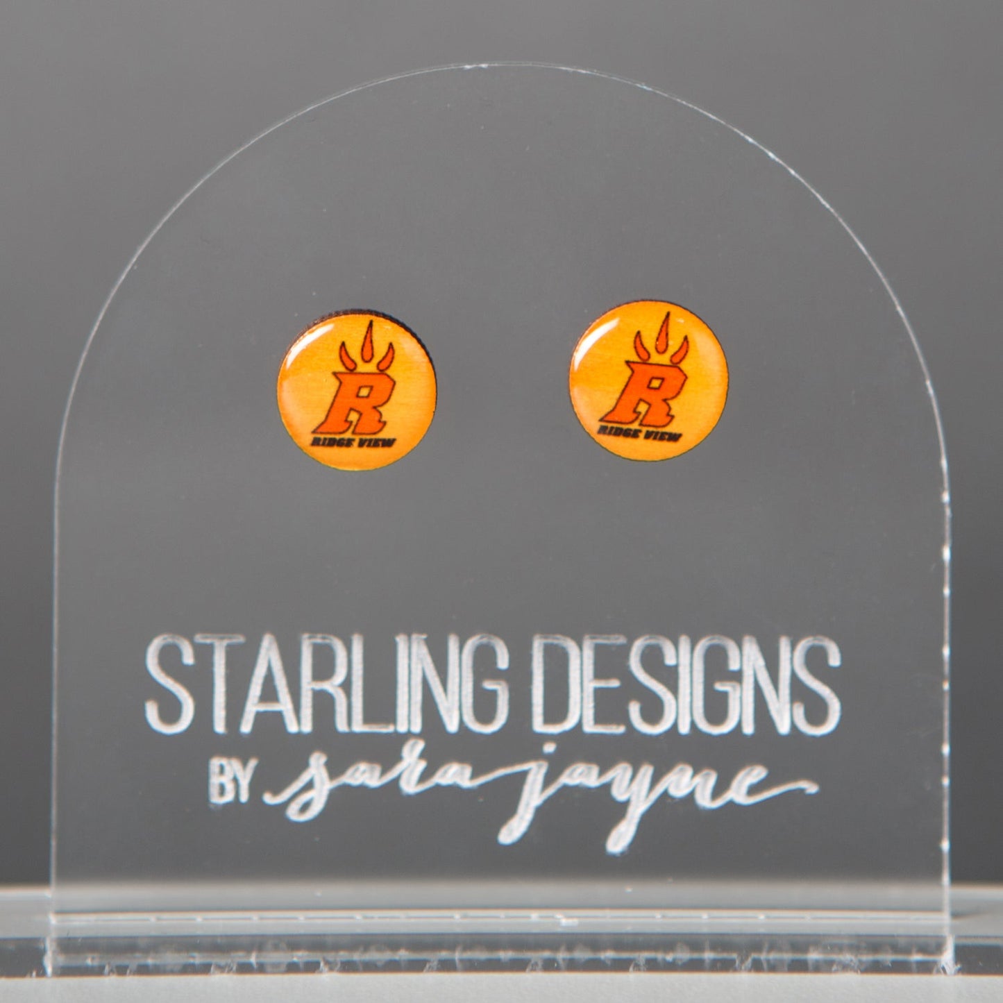 Ridge View Raptors "R" Claw Yellow stud earrings