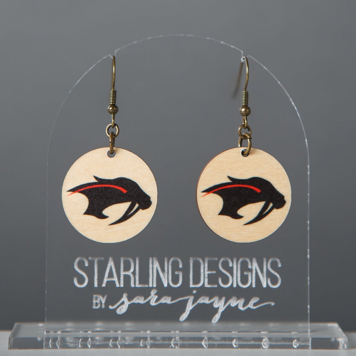 Shakopee Sabers Circle dangle earrings