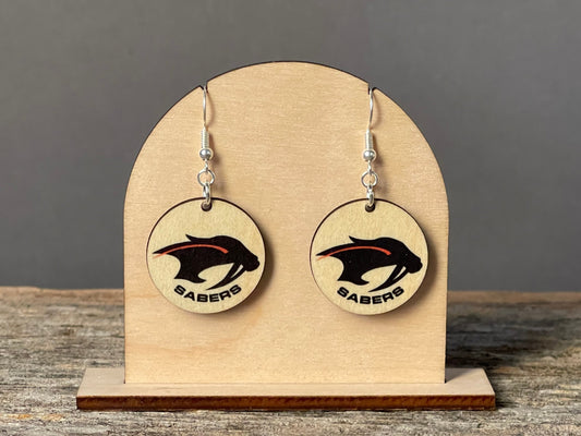 Shakopee Sabers Circle dangle earrings