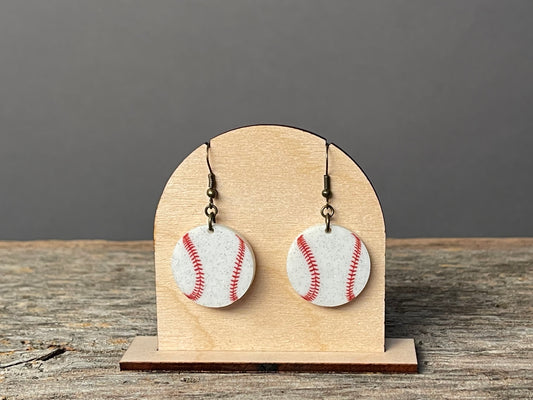 Baseball Glitter Dangle Earrings