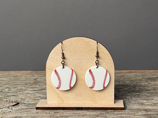 Baseball dangle earrings