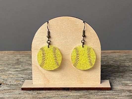 Softball Glitter dangle earrings