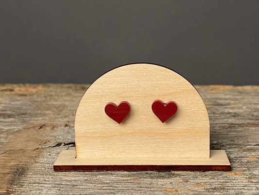 Maroon Heart stud earrings