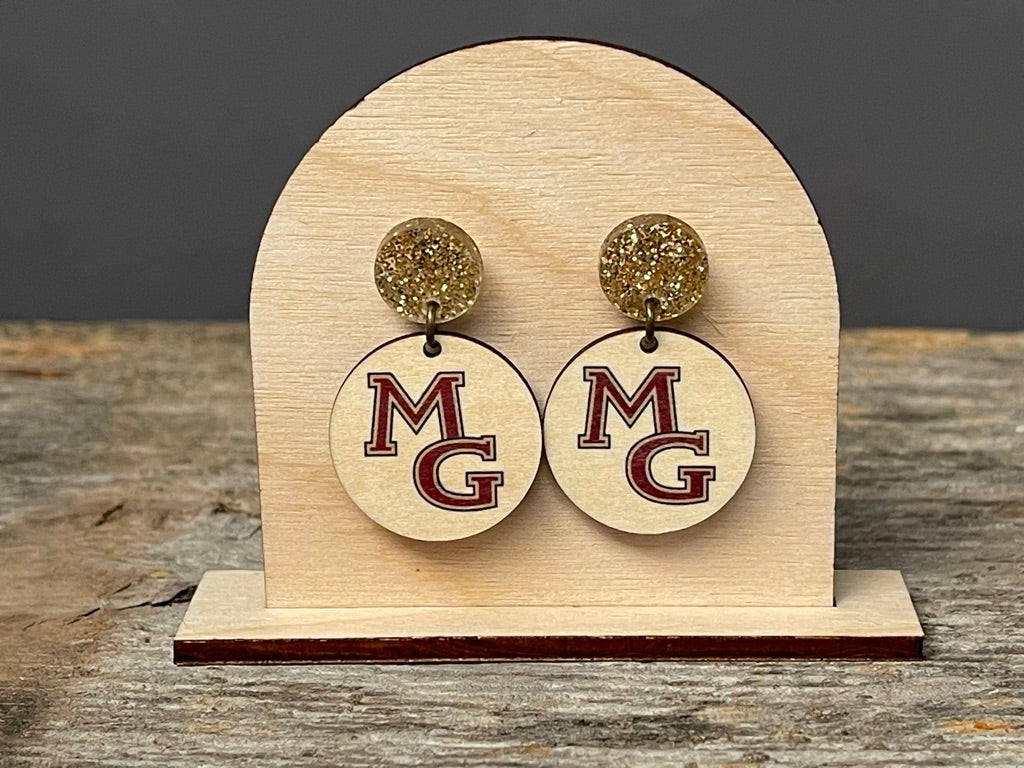 Maple Grove Gold Glitter Dangle earrings