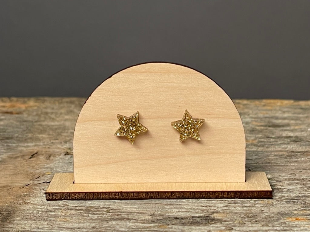 Gold Glitter Star stud earrings