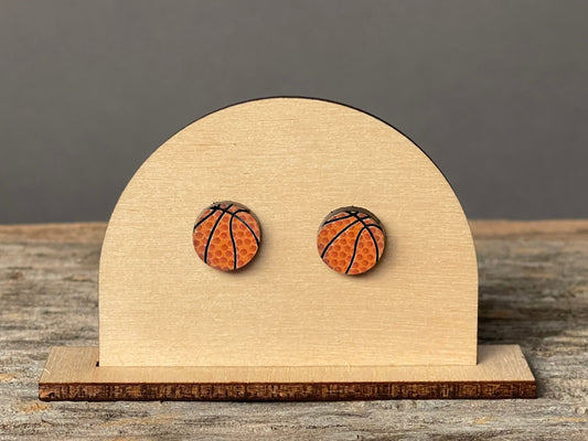 Basketball Texture Round stud earrings