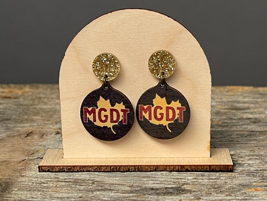 Maple Grove Gold Glitter MGDT Dangle earrings