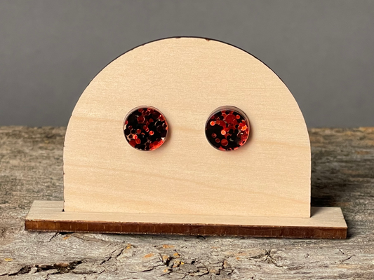 Black and Red Glitter earrings