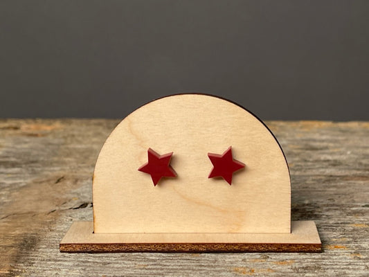 Maroon Star stud earrings