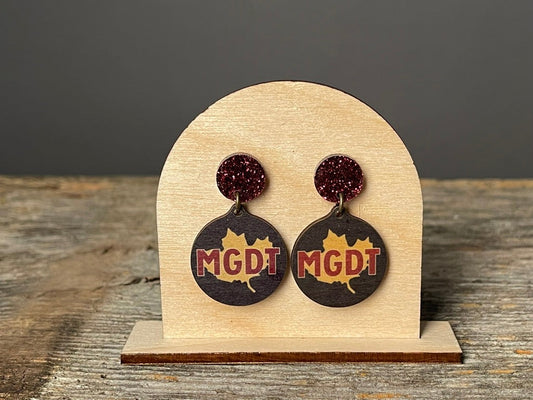 Maple Grove Maroon Glitter MGDT Dangle earrings