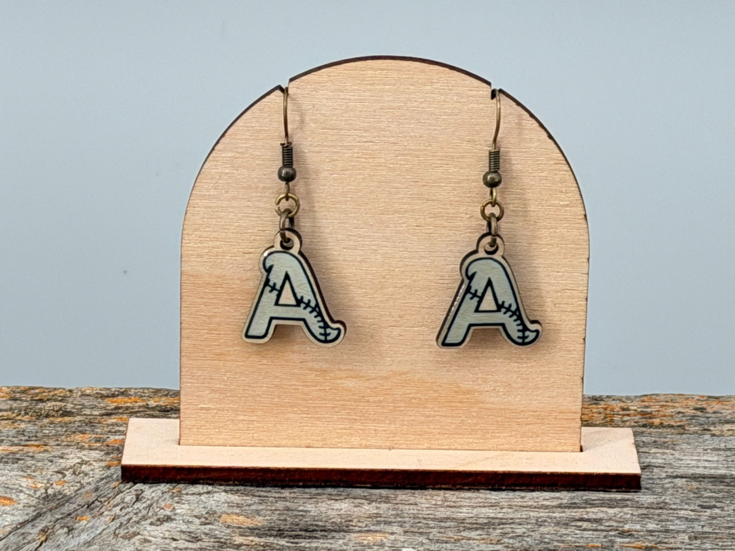 Prior Lake Admirals 12U Wood Dangle "A" Earrings