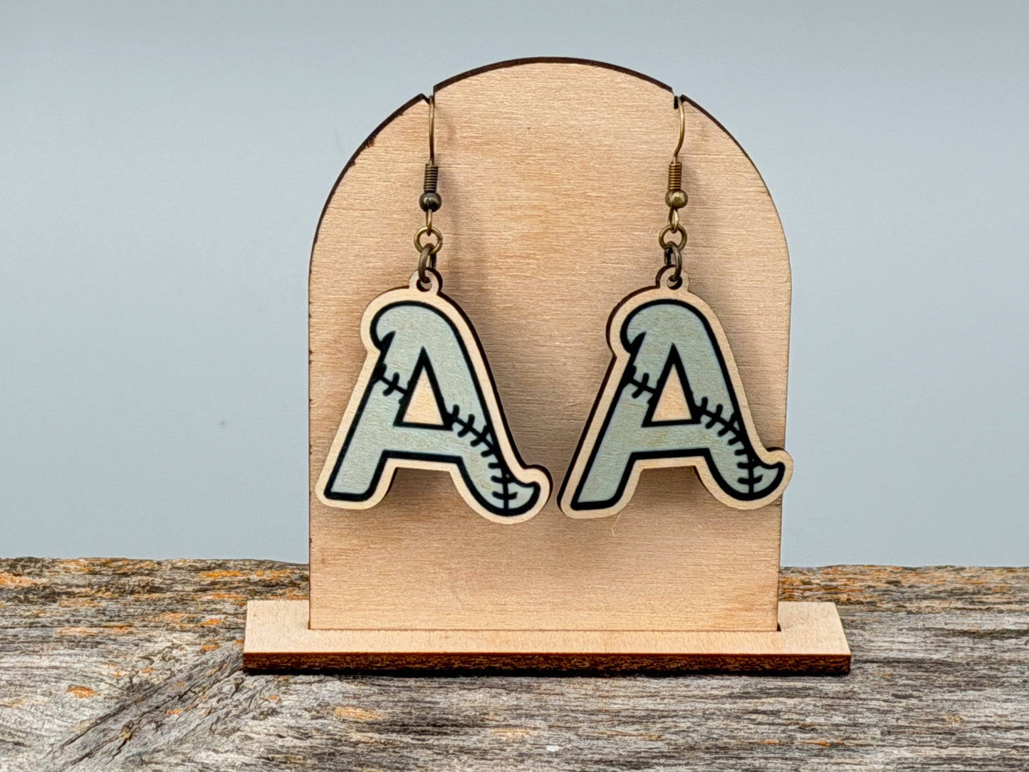 Prior Lake Admirals 12U Wood Dangle "A" Earrings