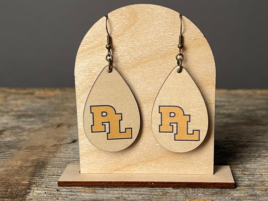 Prior Lake Yellow PL dangle earrings