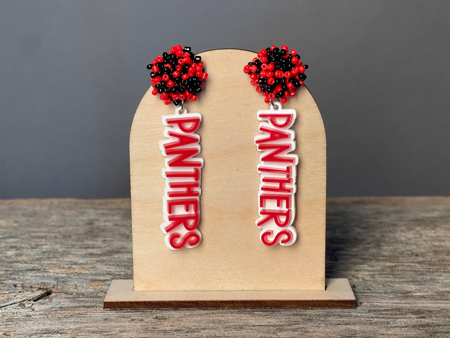 Lakeville North Panthers Pom dangle earrings
