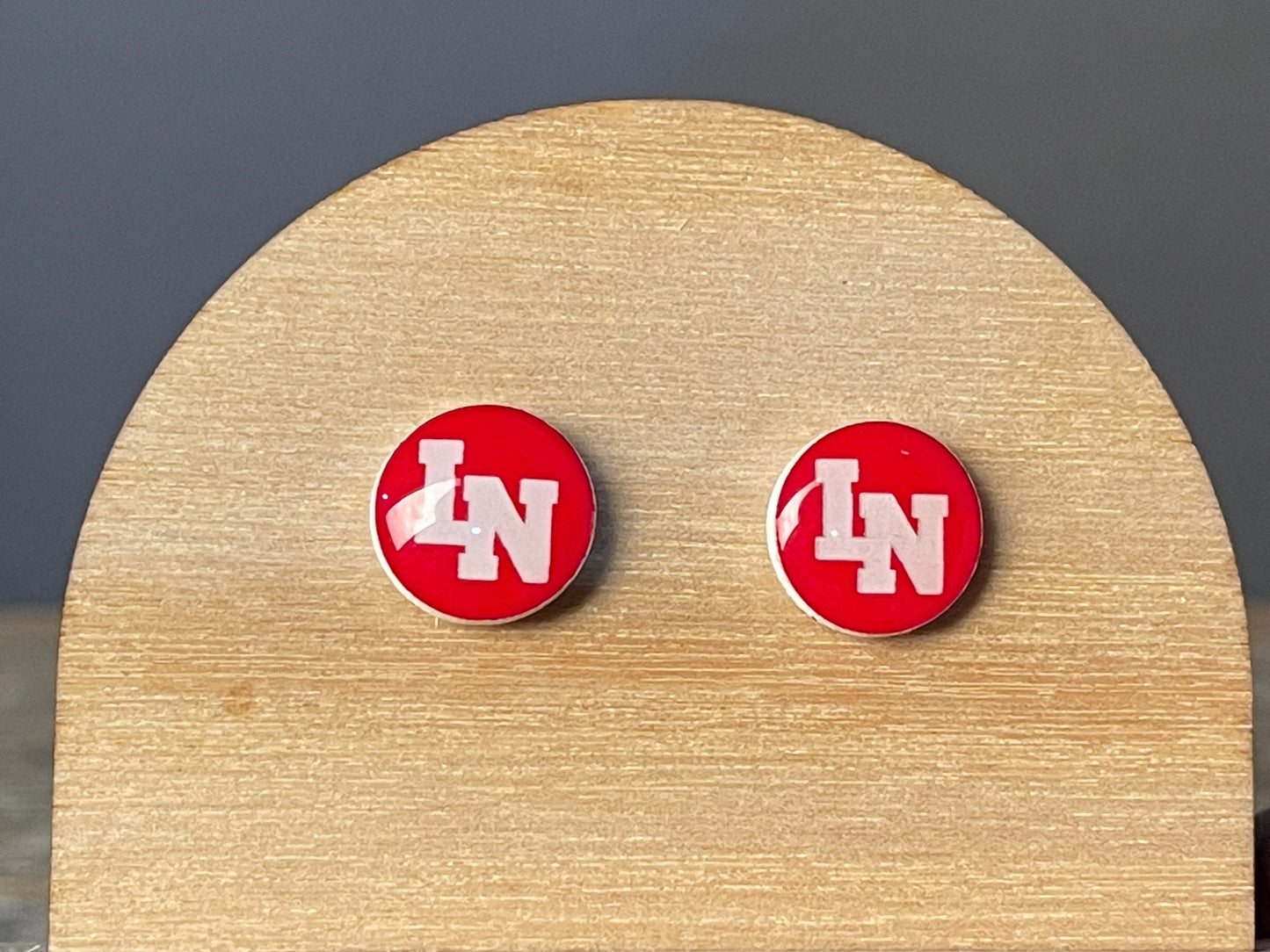 Lakeville North Red/White stud earrings