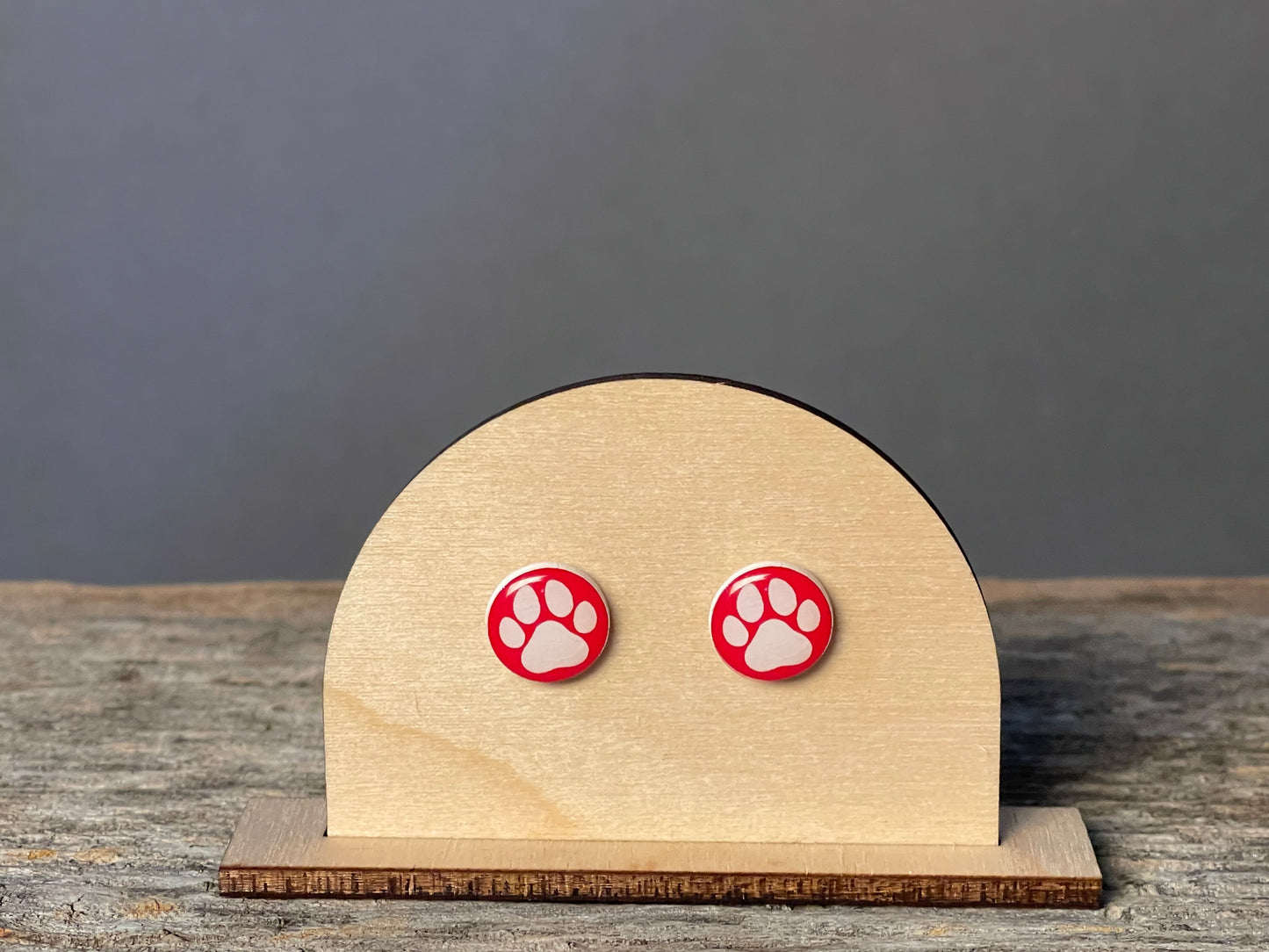 Lakeville North Red/White stud earrings