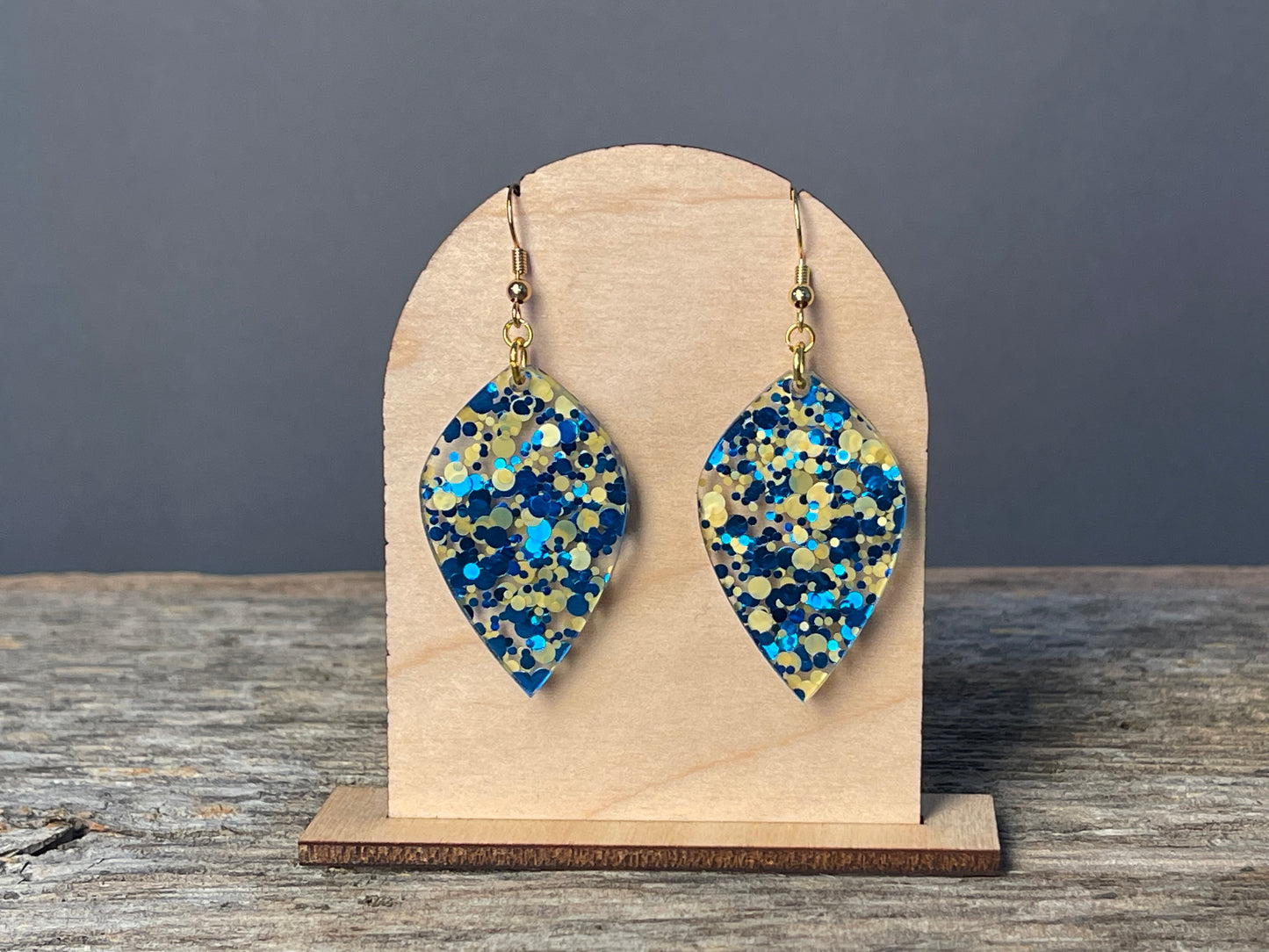 Yellow & Blue Confetti dangle earrings