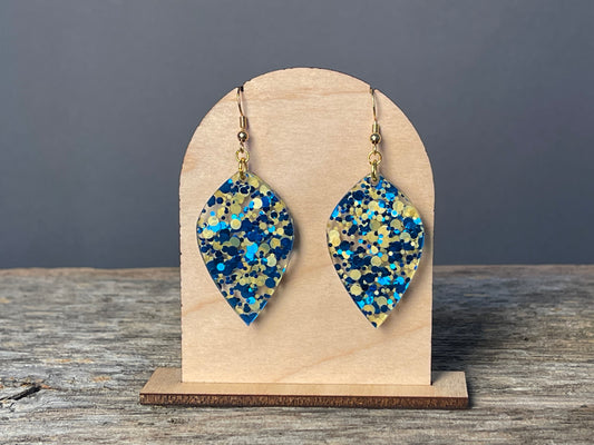 Yellow & Blue Confetti dangle earrings
