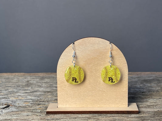 PL Softball Glitter dangle earrings