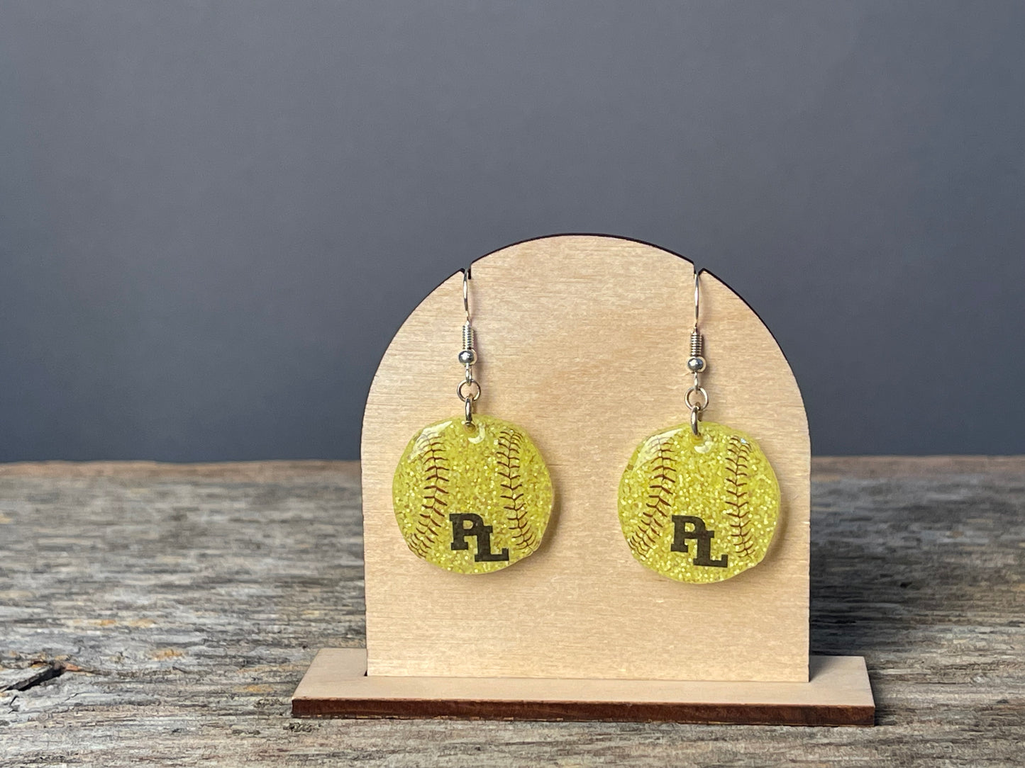 PL Softball Glitter dangle earrings