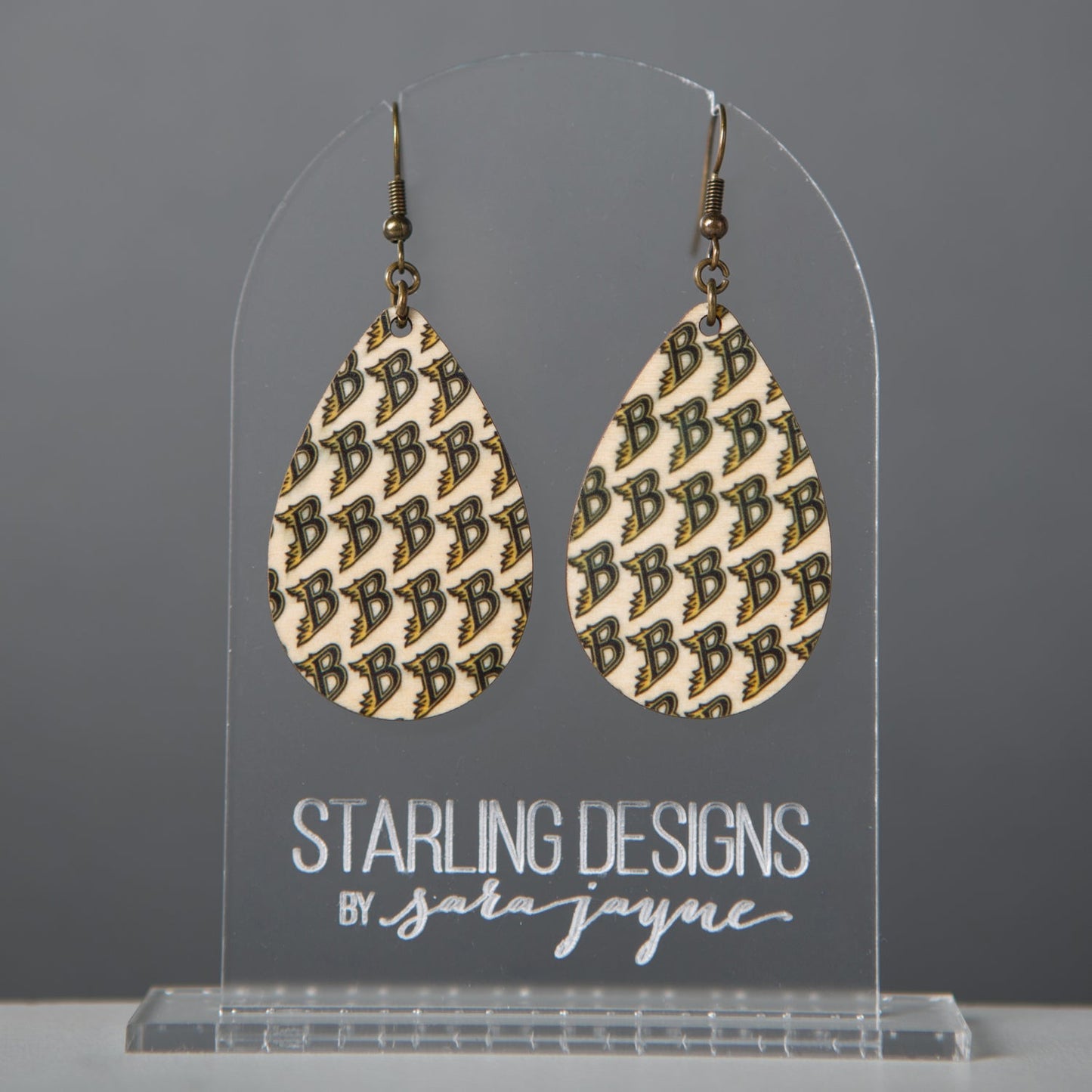 Burnsville Blaze "B" dangle earring