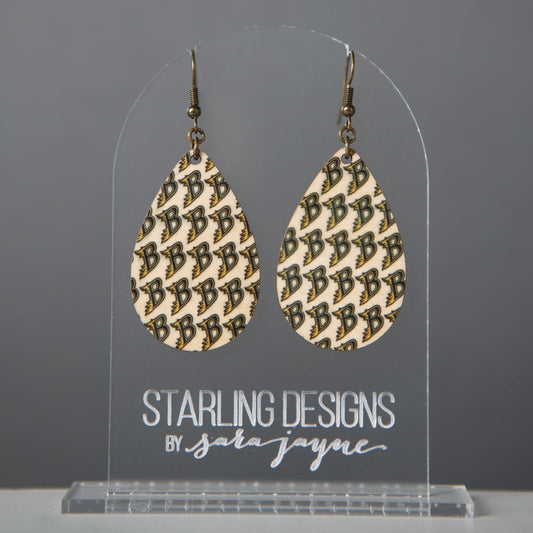 Burnsville Blaze "B" dangle earring