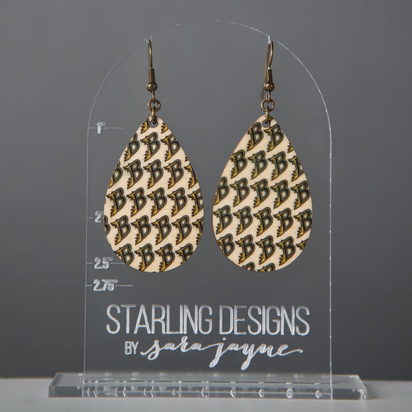Burnsville Blaze "B" dangle earring